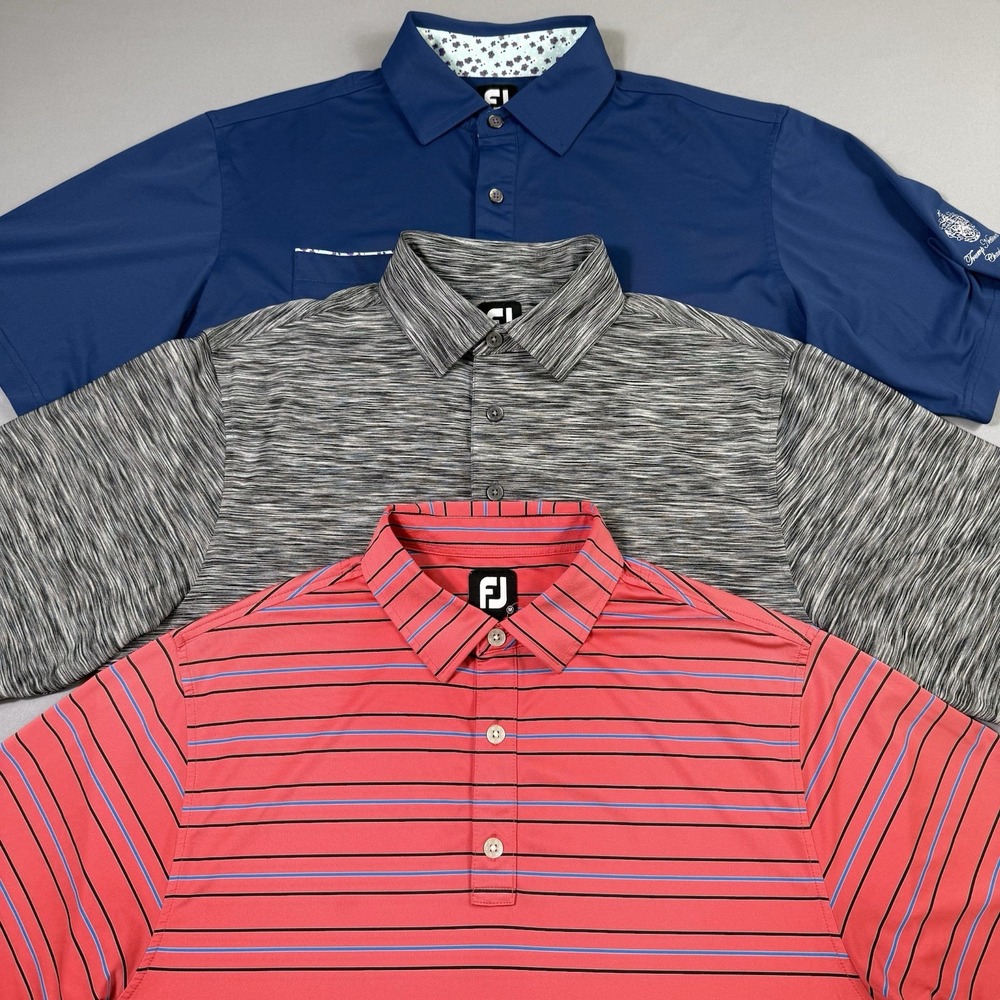 Lot of 3 FootJoy Polo Shirt Mens Medium Performance Golf Shirts Trump National